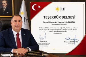 Dervişoğlu, Mısırlıoğlu’na Teşekkür Belgesi Verdi
