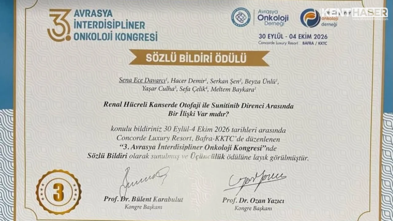 AFSÜ’lü Akademisyenlerin Böbrek Kanseri Çalışmasına KKTC’den Büyük Ödül - Detay Görsel 1