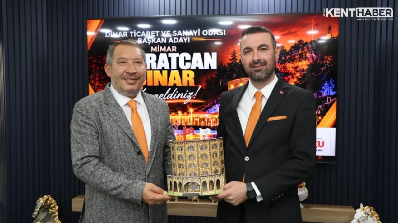 Dinar Belediye Başkanı Veysel Topçu’dan DTSO Başkan Adayı Muratcan Çınar ve Turuncu Liste Heyetine Kabul
