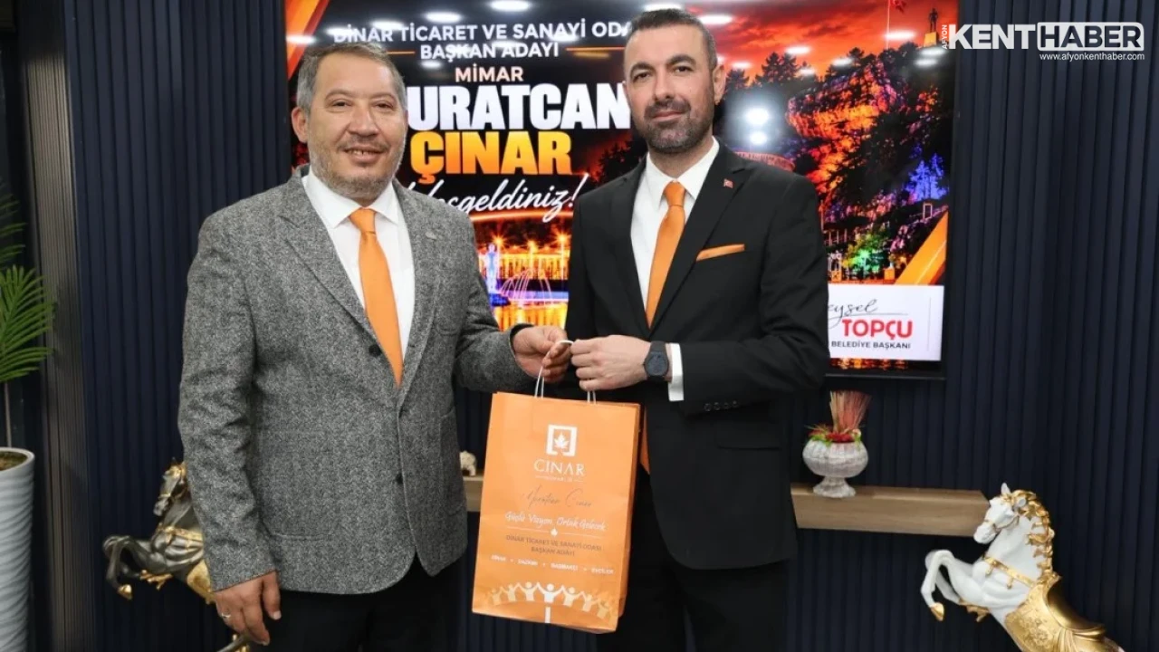 Dinar Belediye Başkanı Veysel Topçu'dan DTSO Başkan Adayı Muratcan Çınar ve Turuncu Liste Heyetine Kabul - Detay Görsel 1