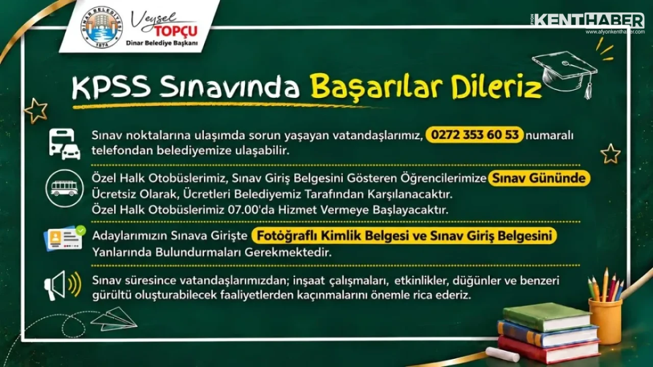 Dinar Belediyesi’nden KPSS Adaylarına Ücretsiz Ulaşım ve Başarı Desteği - Detay Görsel 2