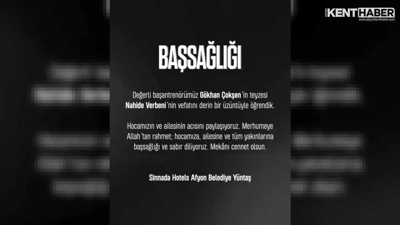 Afyon Belediye Yüntaş Spor Kulübü’nden Başsağlığı Mesajı