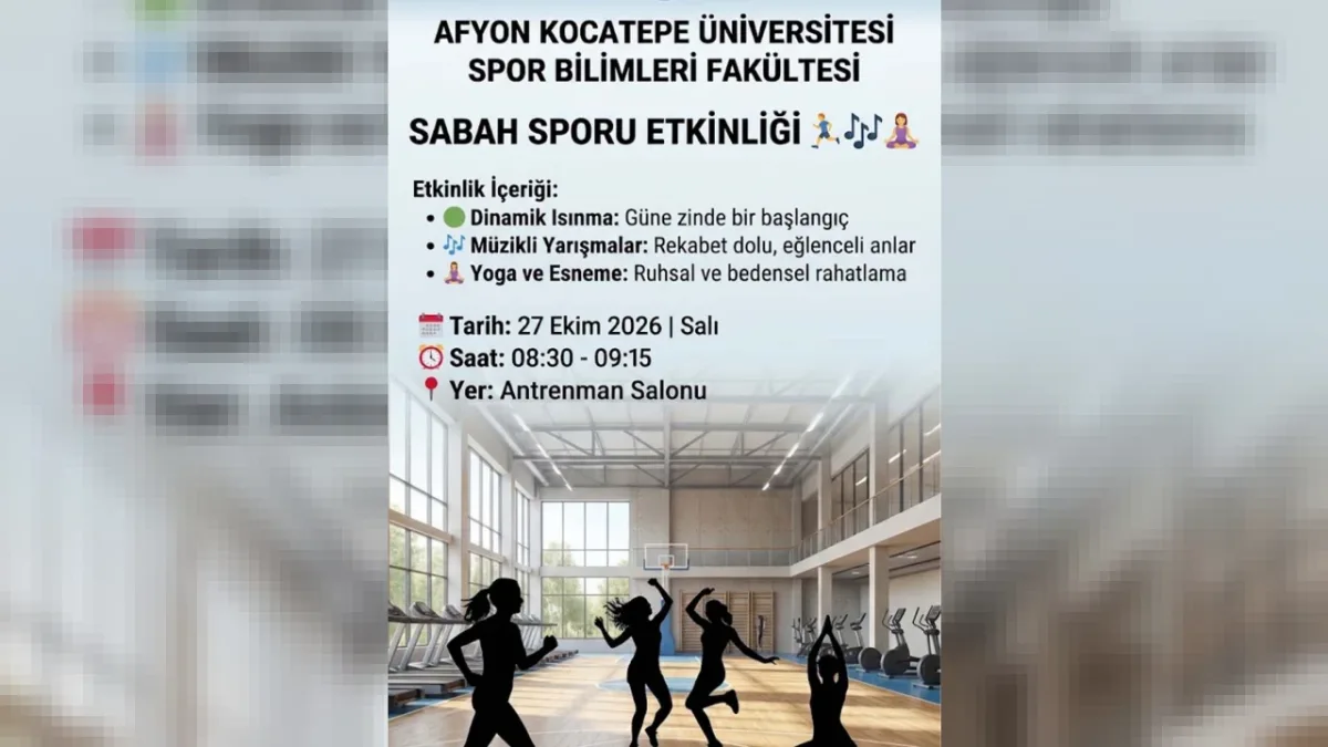 Afyon Kocatepe Üniversitesi Spor Bilimleri Fakültesi Sabah Sporu Etkinliği Düzenleyecek