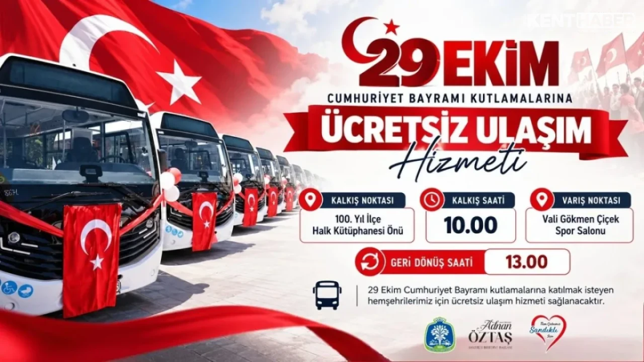 Sandıklı Belediyesi’nden 29 Ekim Cumhuriyet Bayramı’na Özel Ücretsiz Ulaşım Hizmeti