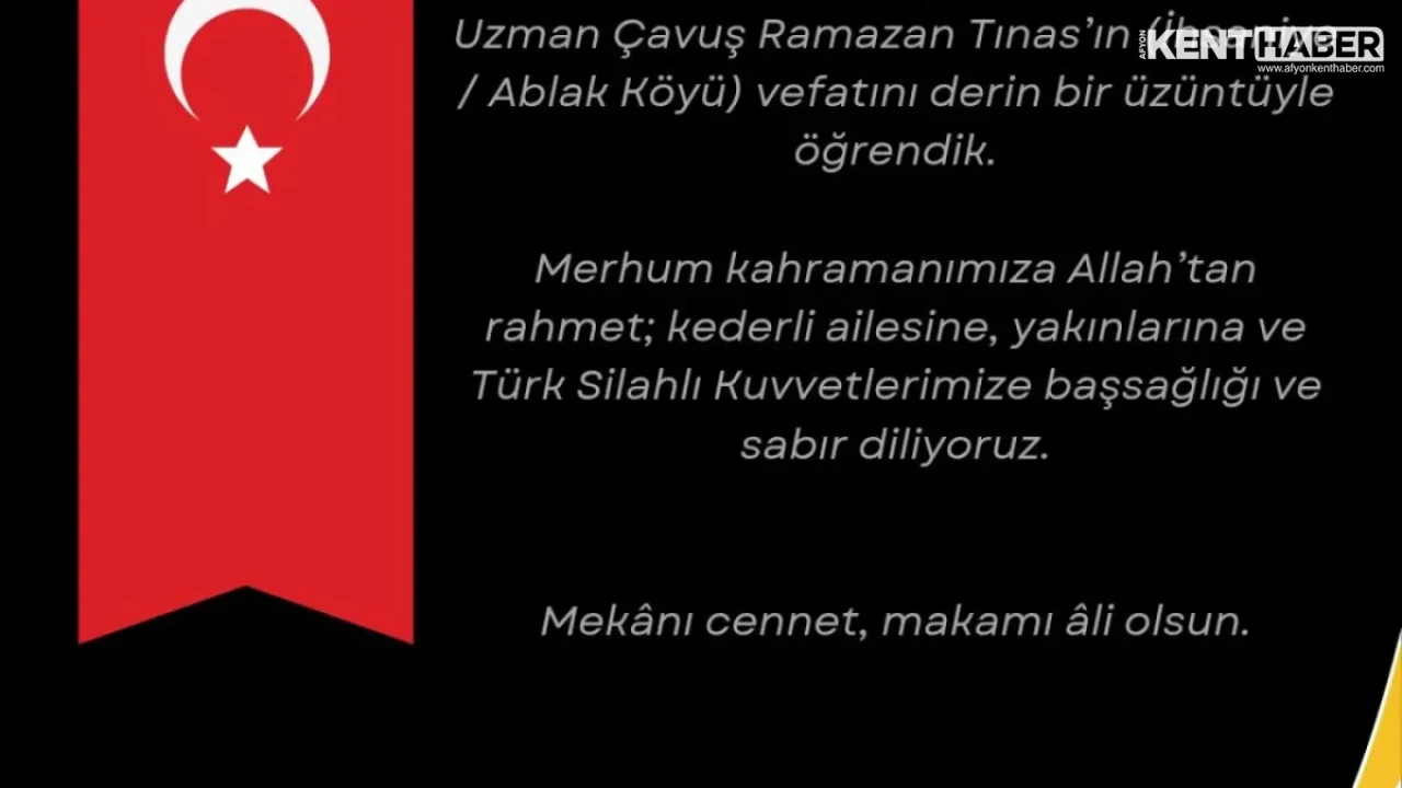 Şırnak’ta Görev Yaparken Vefat Eden Afyonkarahisarlı Uzman Çavuş Ramazan Tınas Son Yolculuğuna Uğurlandı