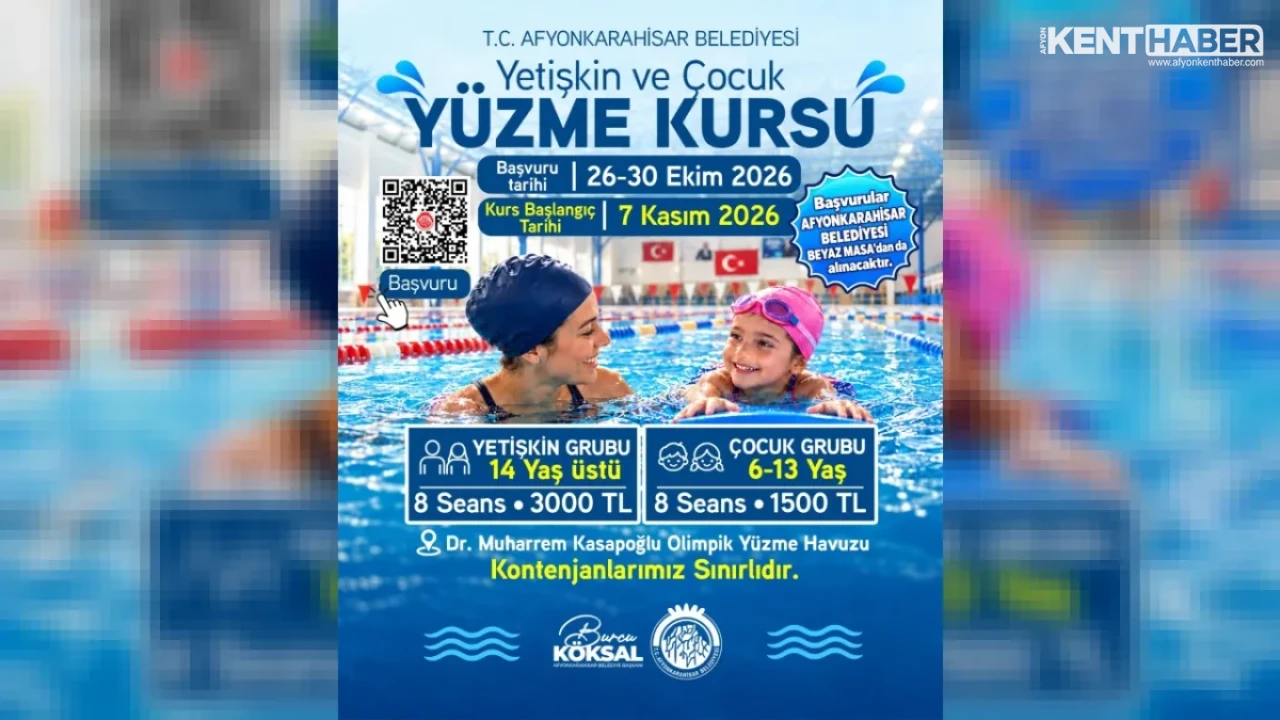 Afyonkarahisar Belediyesi’nden Yetişkin ve Çocuklar İçin Yüzme Kursu Duyurusu